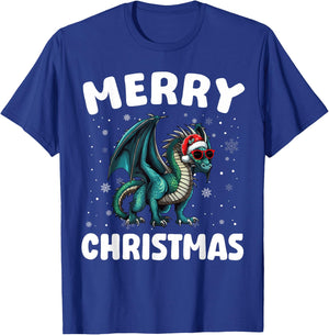 Merry Christmas Dragon Merry Xmas Funny Boy Girl Kids T-Shirt - T-Shirt | Royal