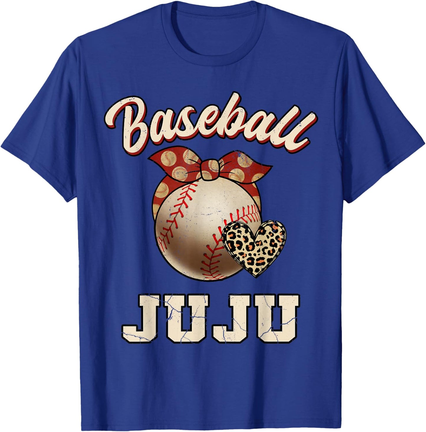 Baseball Juju Bandana Leopard Heart Fans Mother's Day T-Shirt - T-Shirt | Royal