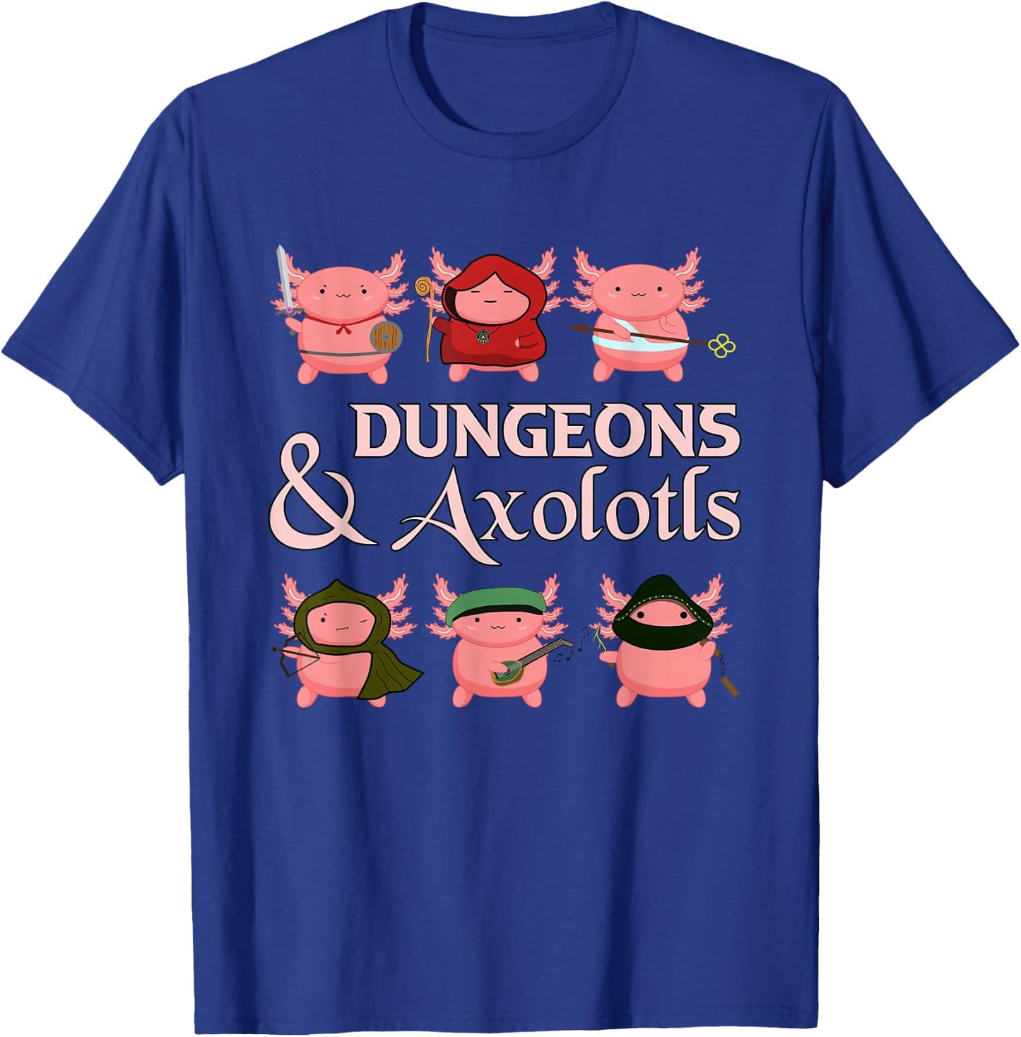 Tabletop Amphibian Adventurer Group Dungeons & Axolotls T-Shirt - T-Shirt | Royal