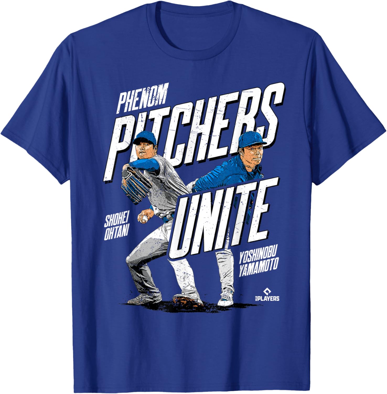 Phenom Pitchers Unite Ohtani and Yamamoto Los Angeles MLBPA T-Shirt - T-Shirt | Royal
