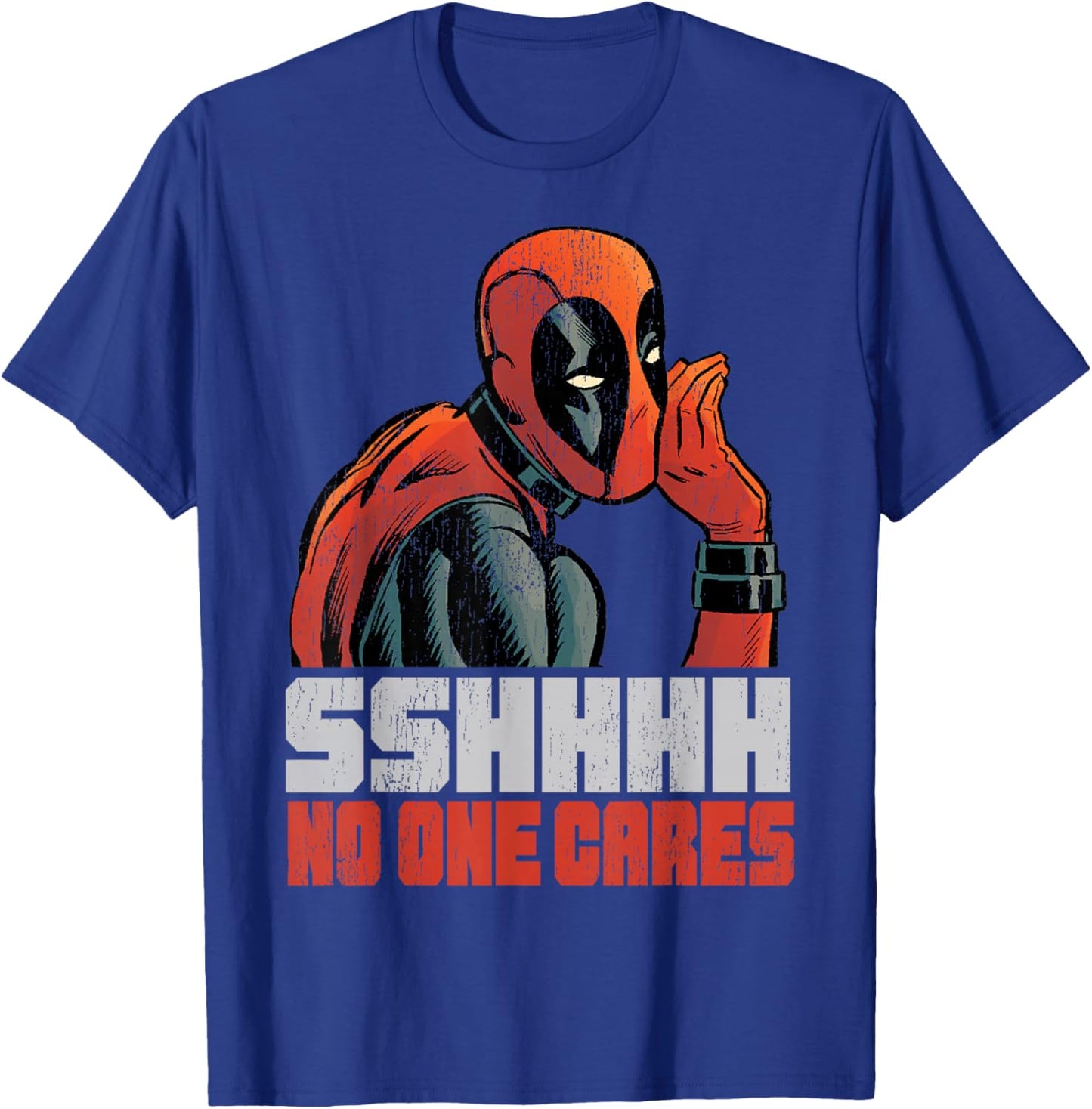 Marvel Deadpool SSHHHH No One Cares Whisper T-Shirt - T-Shirt | Royal