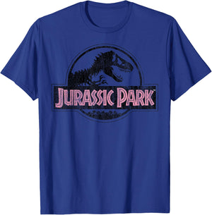 Jurassic Park Distressed Logo Pink Type Small T-Shirt - T-Shirt | Royal