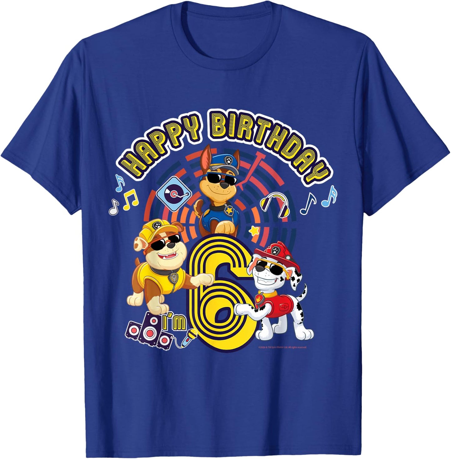 Official Paw Patrol Happy Day Birthday Age 6 T-Shirt - T-Shirt | Royal