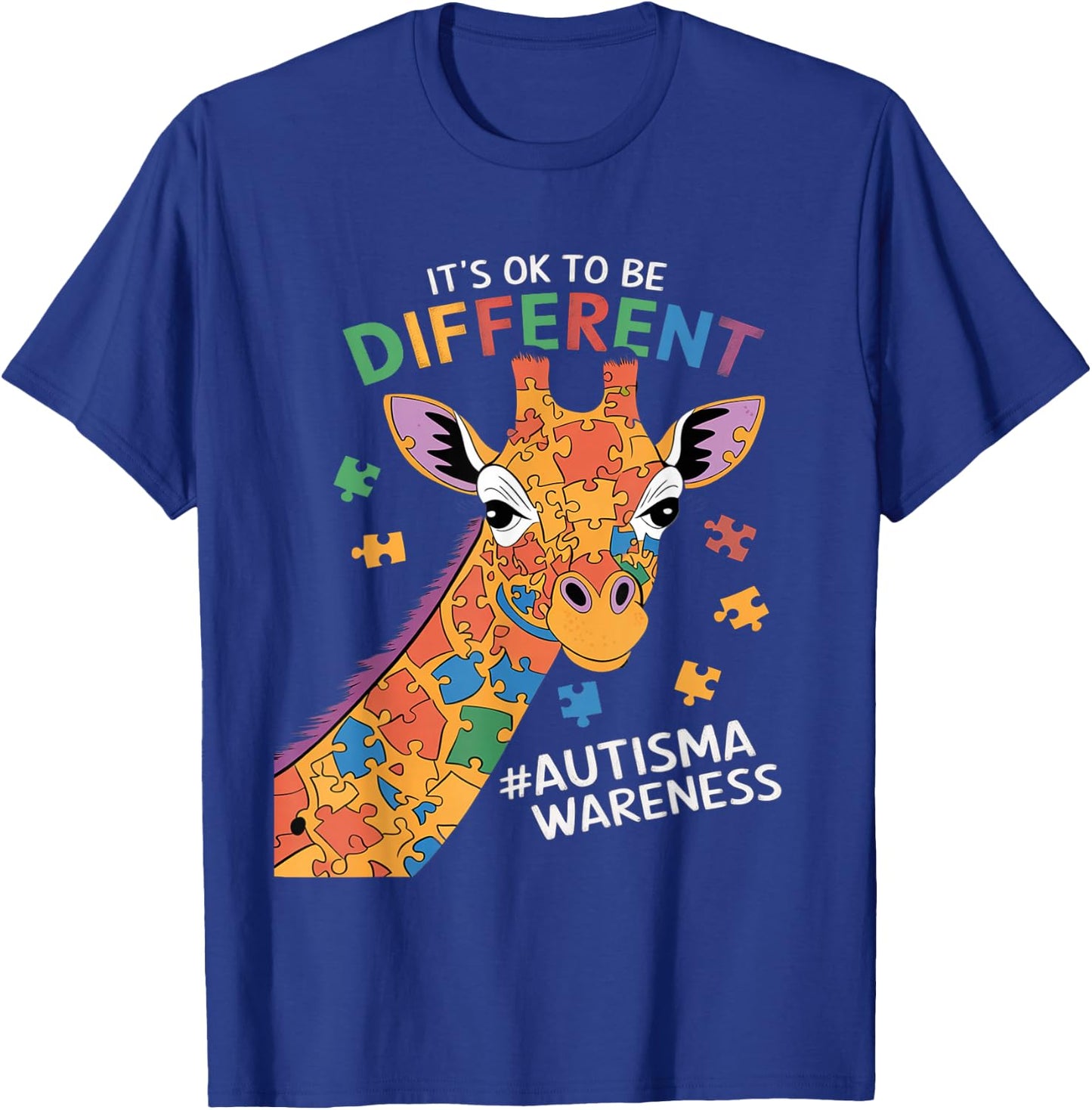 Its Ok to Be Little Different Giraffe Autism Awareness Kids T-Shirt - T-Shirt | Royal