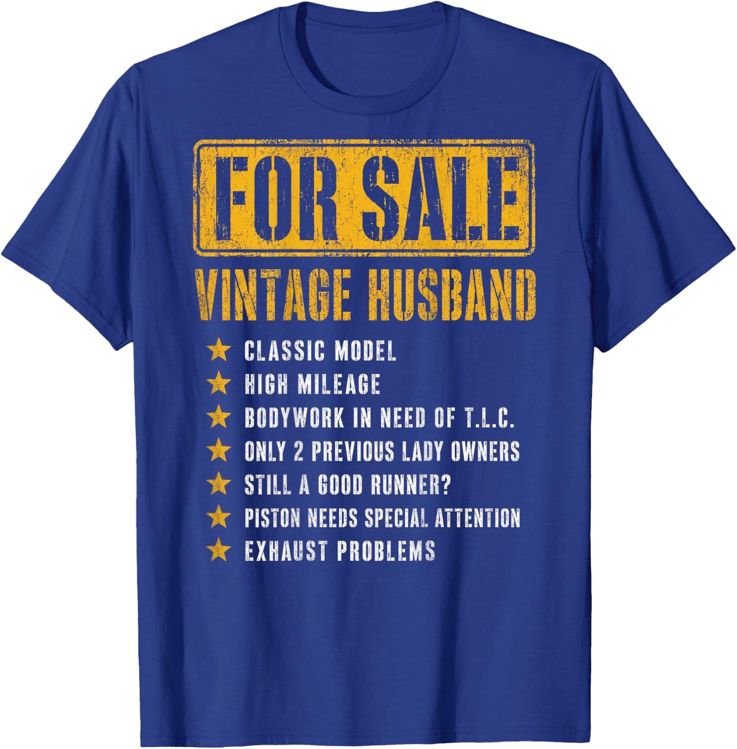 (ON Back) for Sale Vintage Husband Classic Model Fathers Day T-Shirt - T-Shirt | Royal