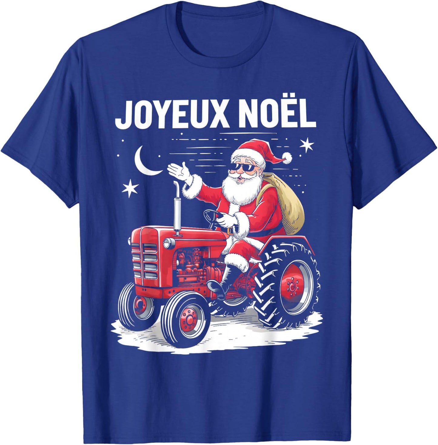 Merry Christmas Santa Claus Tractor Farmer Humor Dad Christmas , Black, S T-Shirt - T-Shirt | Royal