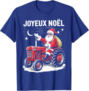 Merry Christmas Santa Claus Tractor Farmer Humor Dad Christmas , Black, S T-Shirt - T-Shirt | Royal