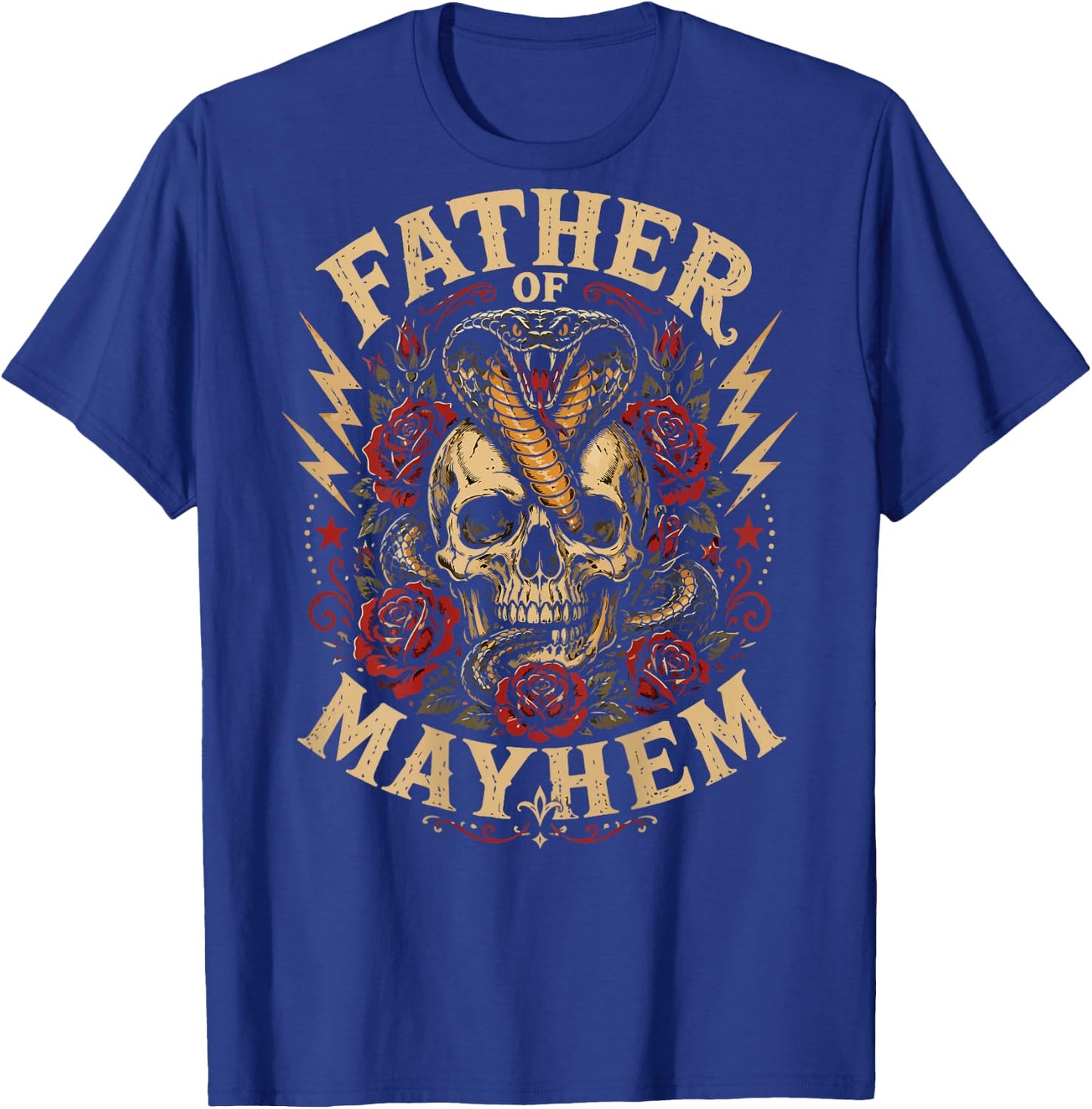 Father of Mayhem Matching Family (on Back) T-Shirt - T-Shirt | Royal