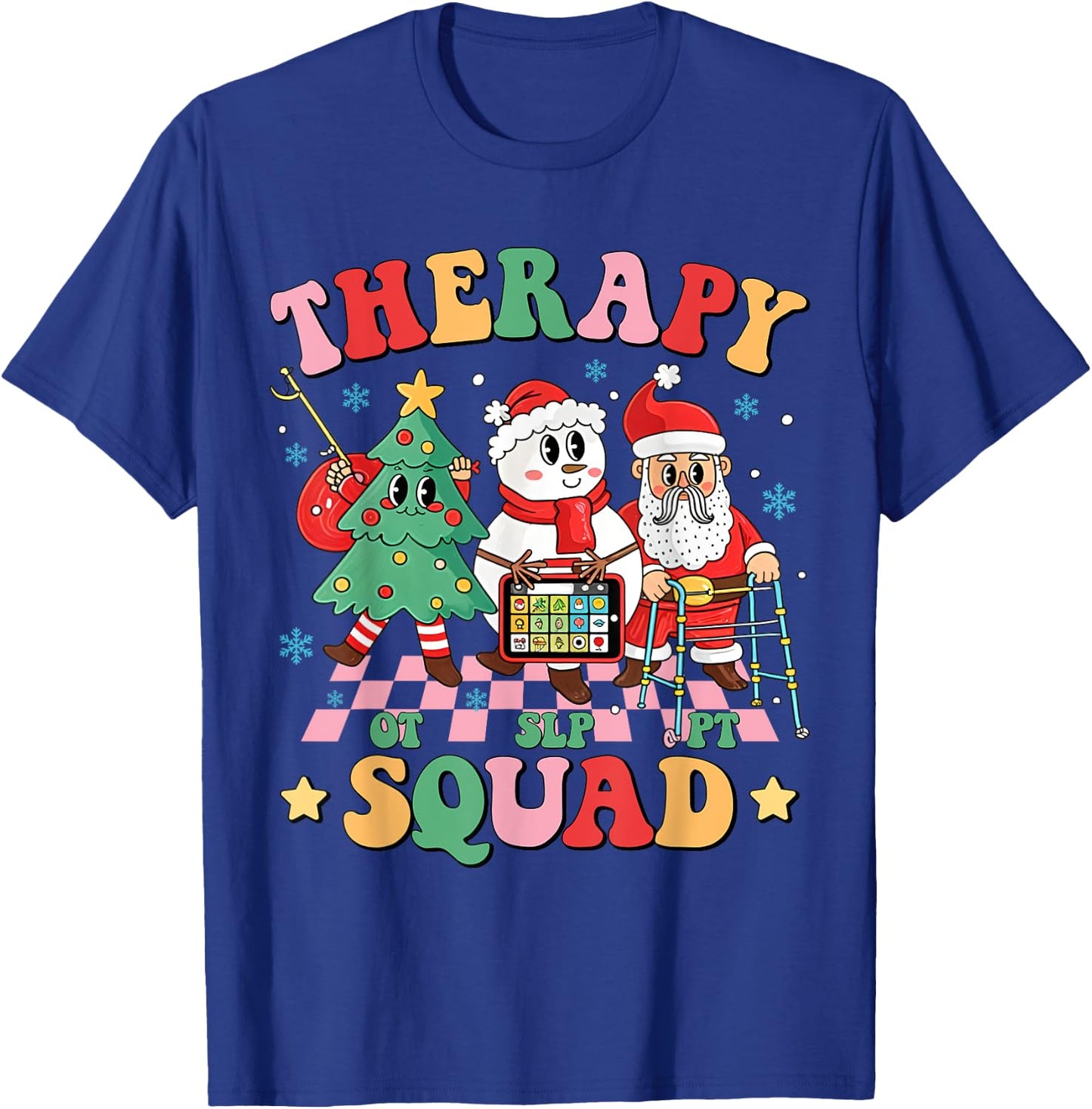 Therapy Squad SLP OT PT Christmas Retro Rehab Team Xmas Crew T-Shirt - T-Shirt | Royal