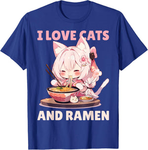 Kawaii Chibi Nekomimi Anime Cat Girl Ramen Otaku T-Shirt - T-Shirt | Royal