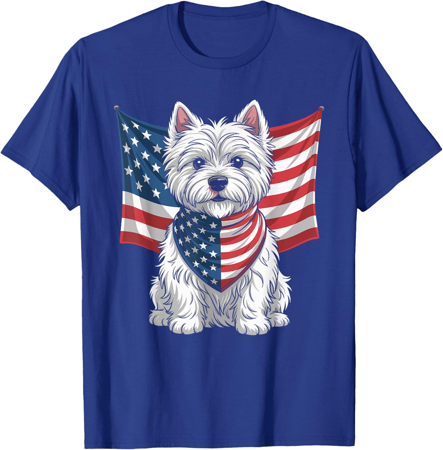 USA American Terrier Dog Pet Animal West Highland Westie T-Shirt - T-Shirt | Royal