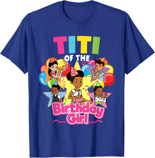 Titi of Birthday Girl Gracie Pink Doll Family Decorations T-Shirt - T-Shirt | Royal