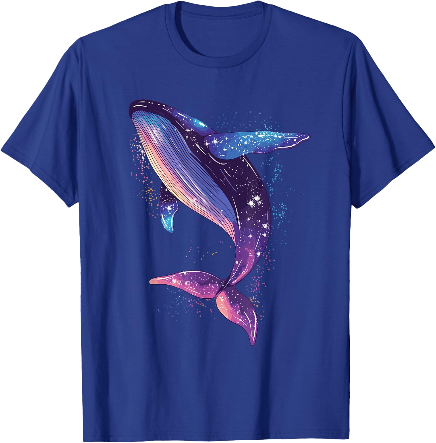 Colorful Whale in the Starry Sky , Black, S T-Shirt - T-Shirt | Royal