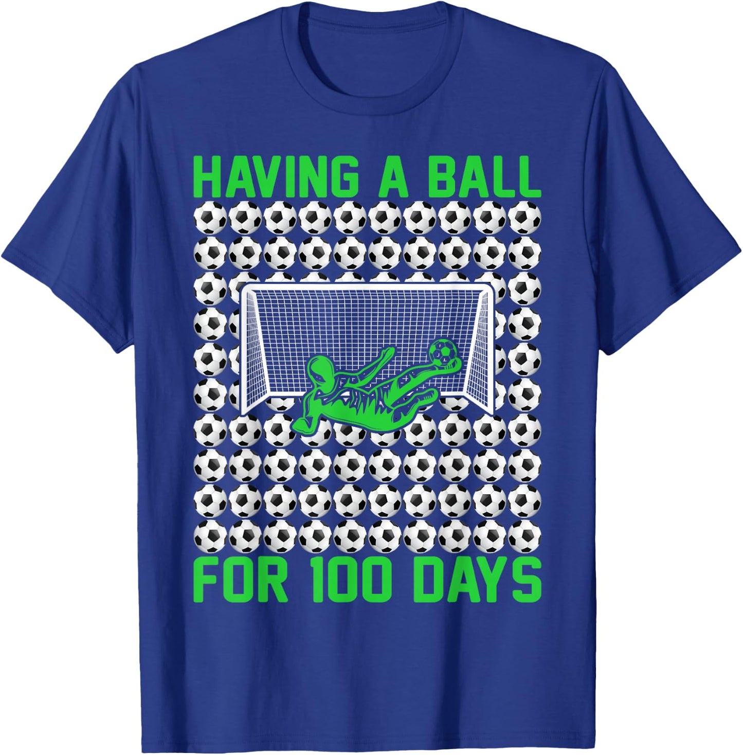 100 Days Of School Soccer 100th Day Of School For Boys Kids T-Shirt - T-Shirt | Royal