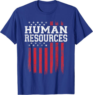 Human Resources HR American Flag USA Patriot Patriotic T-Shirt - T-Shirt | Royal