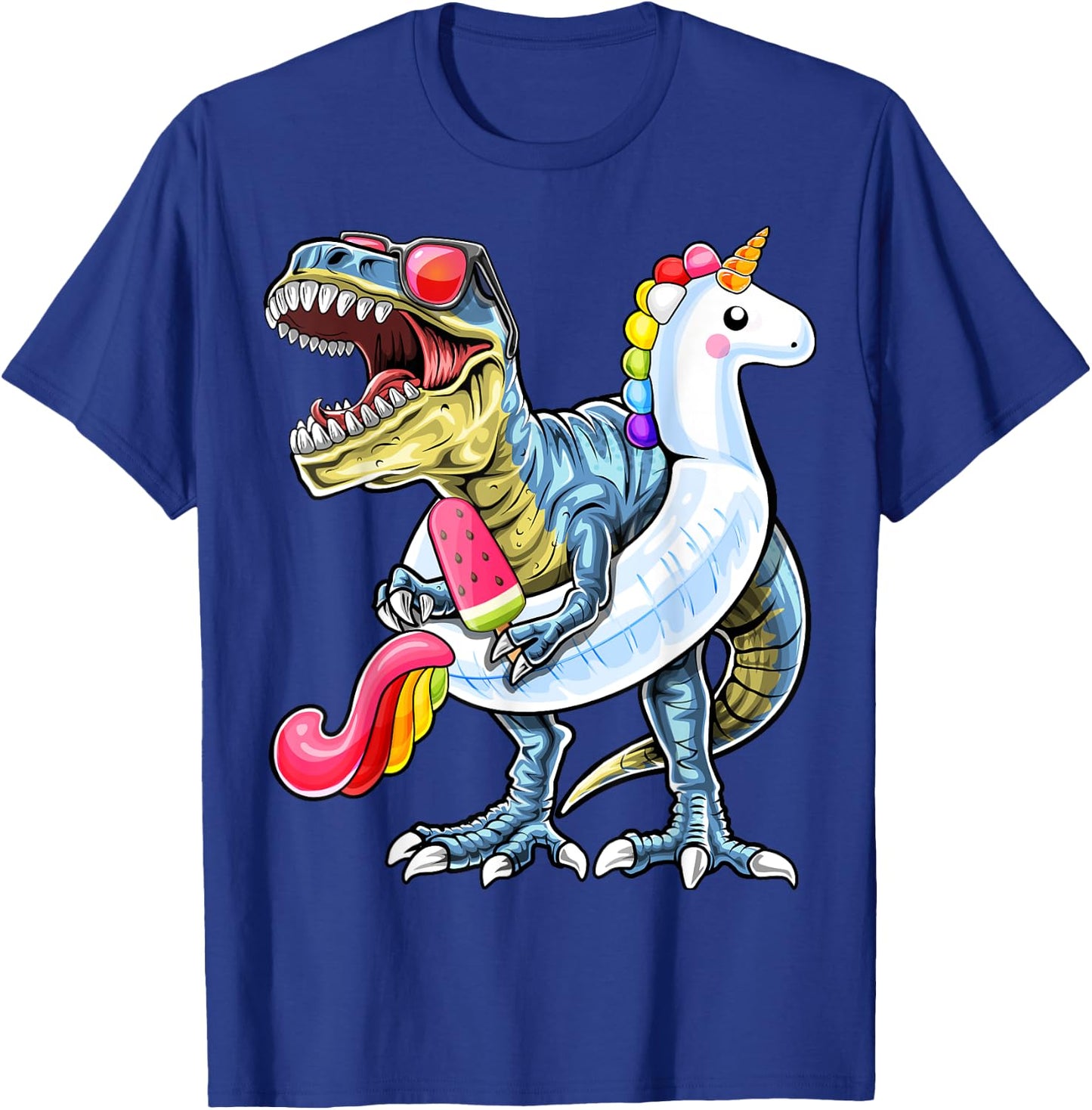 Pool Party T Rex Dinosaur Unicorn Float Summer Shirt Gift T-Shirt - T-Shirt | Royal