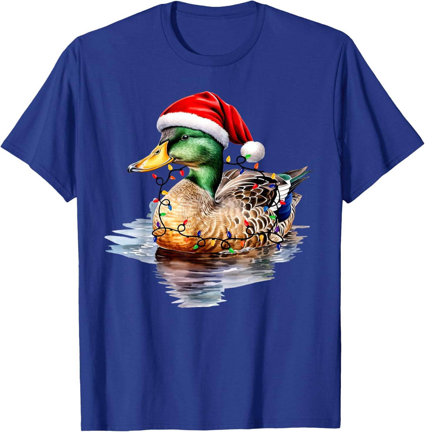 Christmas Duck Hunting Santa Xmas Light Country Mallard Duck T-Shirt - T-Shirt | Royal