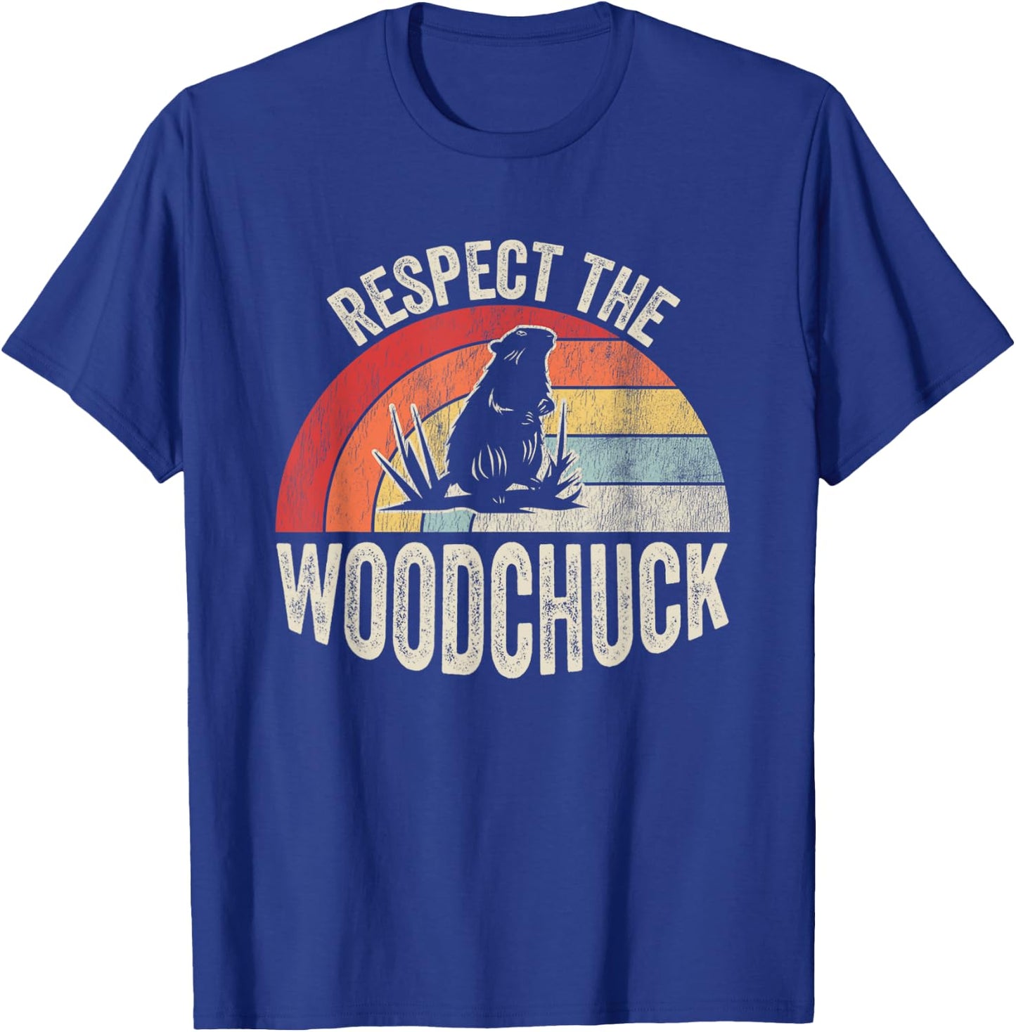 Respect The Woodchuck Retro Wildlife Humor T-Shirt - T-Shirt | Royal
