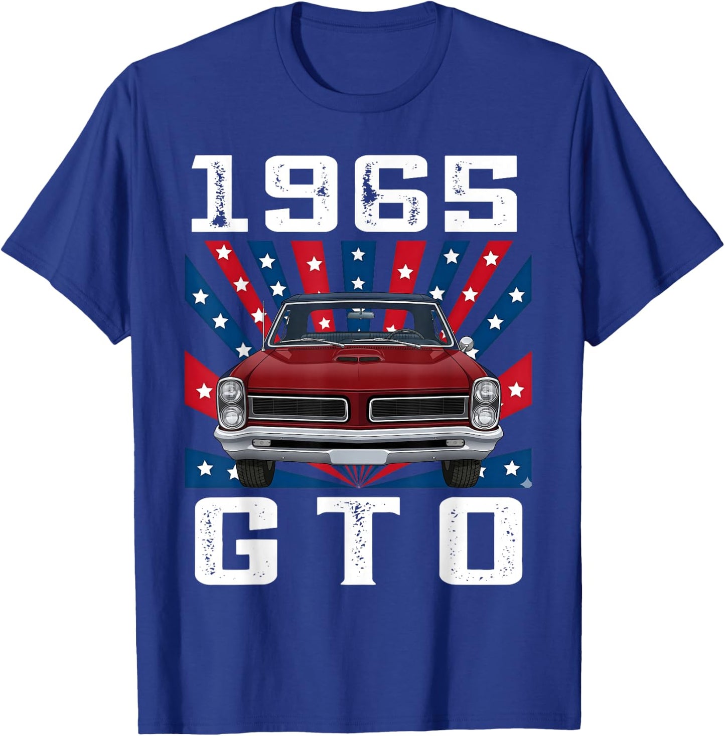 65 1965 GTO American Flag Silhouette Muscle Car T-Shirt - T-Shirt | Royal