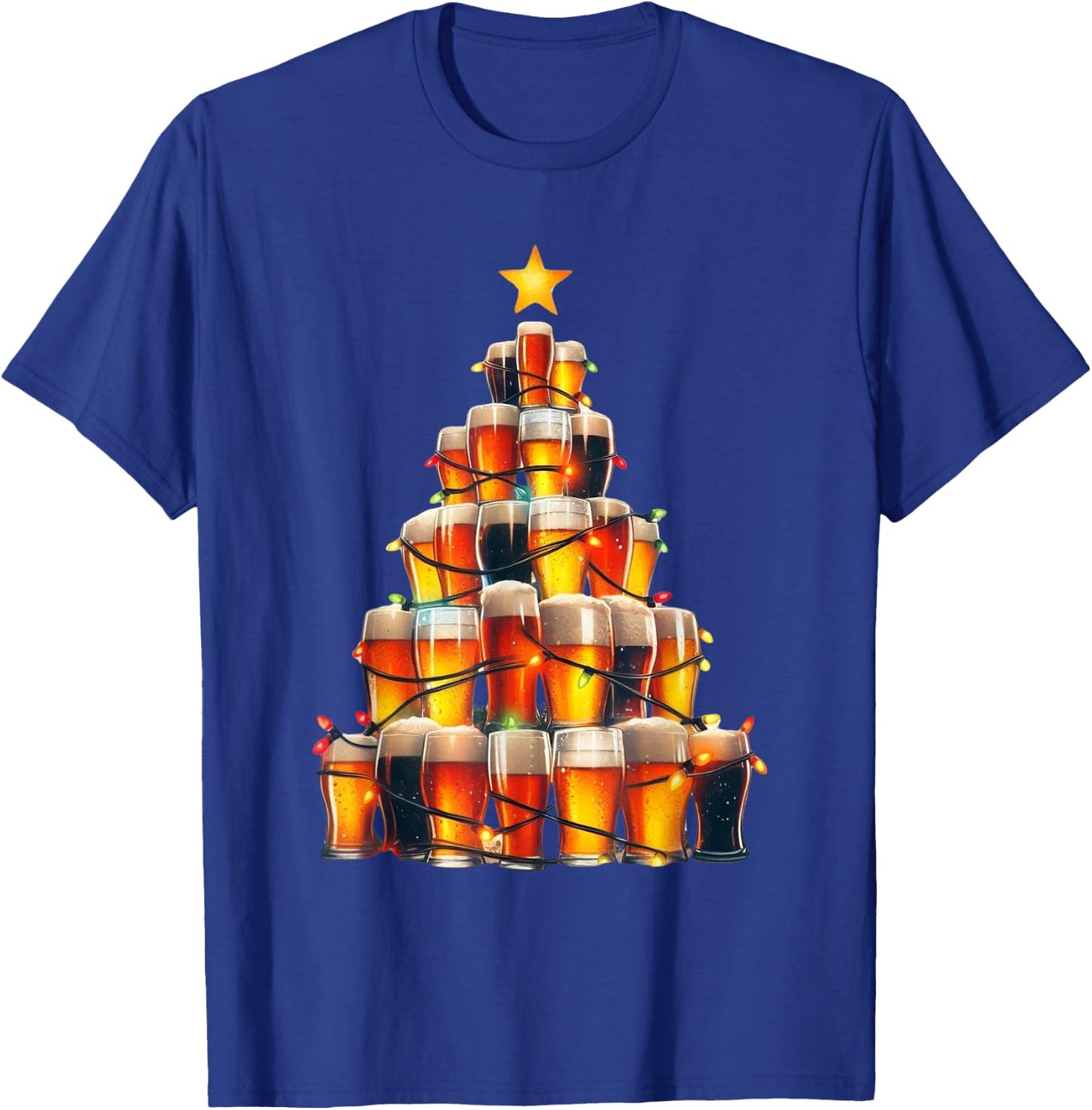 Beer Xmas Christmas Tree T-Shirt - T-Shirt | Royal