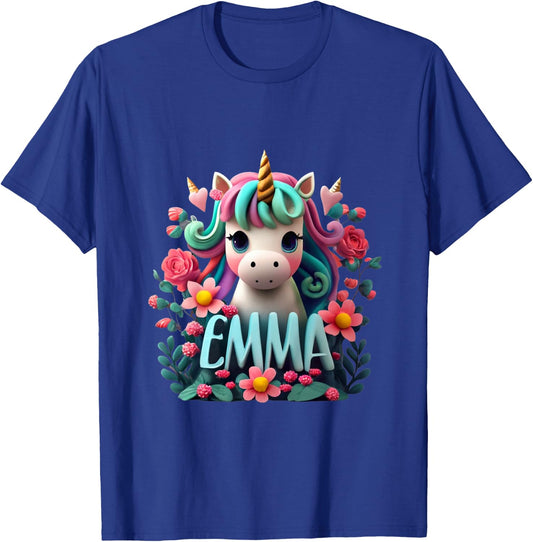 Kids Girls Unicorn for Girls named Emma T-Shirt - T-Shirt | Royal