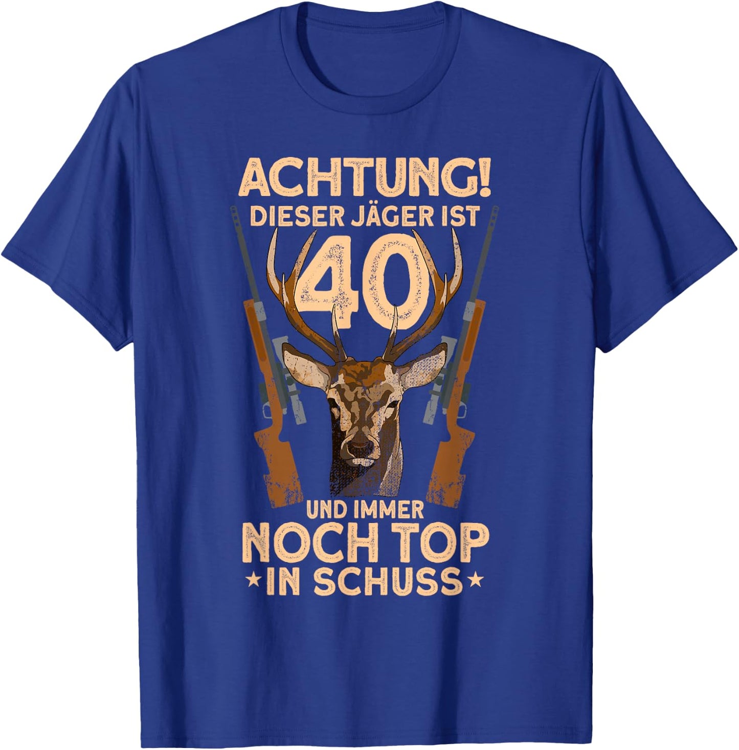 Men's 40 Years Deer Hunter 40th Birthday Hunting , black, s T-Shirt - T-Shirt | Royal