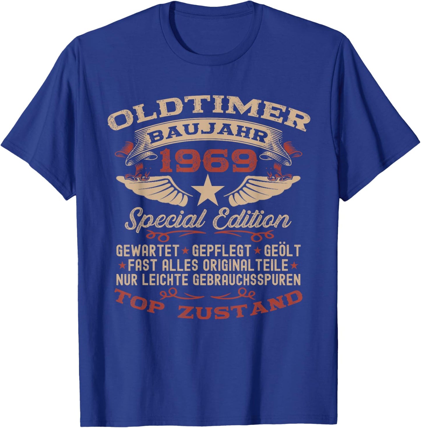 55th Birthday Gift Vintage 1969 Vintage Funny , black T-Shirt - T-Shirt | Royal