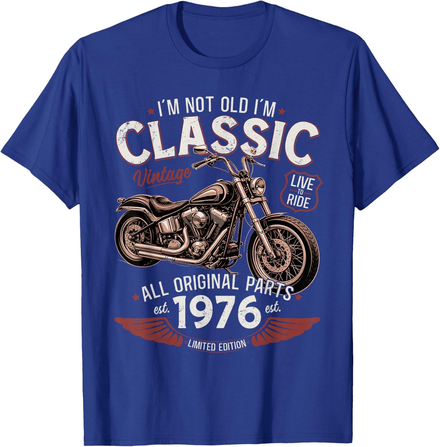 50. Geburtstag Mann Geschenk Motorrad Motorradfahrer 1976 T-Shirt - T-Shirt | Royal