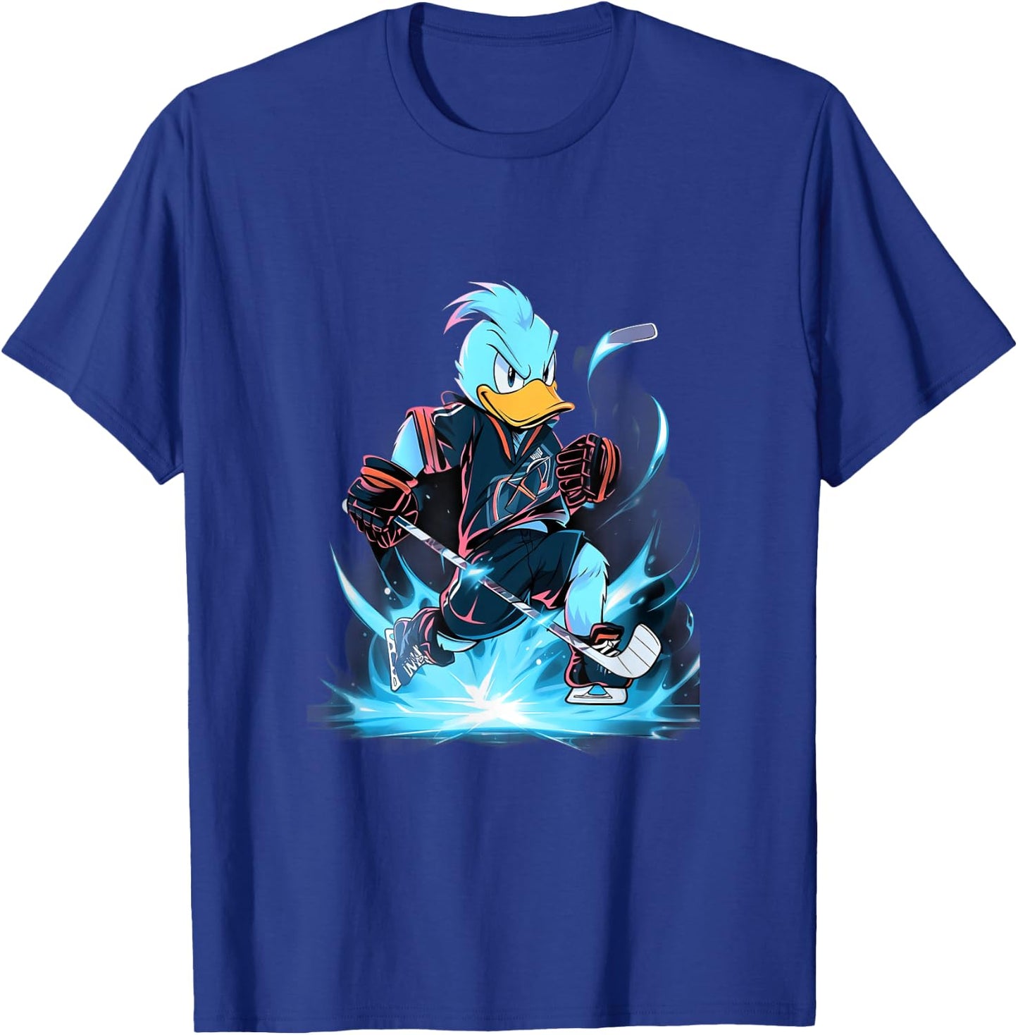 Duck Ice Hockey Player Hockey Stick Goalkeeper T-Shirt - T-Shirt | Royal