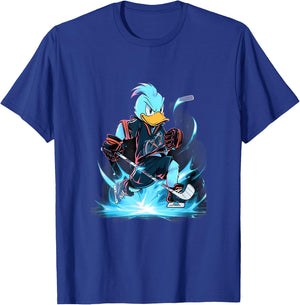 Duck Ice Hockey Player Hockey Stick Goalkeeper T-Shirt - T-Shirt | Royal