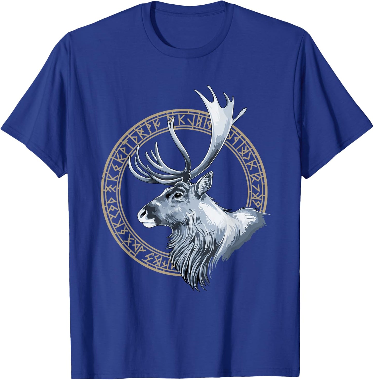 Reindeer Nordic Viking Letters Runic Deer Elk Buck T-Shirt - T-Shirt | Royal