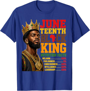 Juneteenth Black King Nutrition Facts Crown Design T-Shirt - T-Shirt | Royal