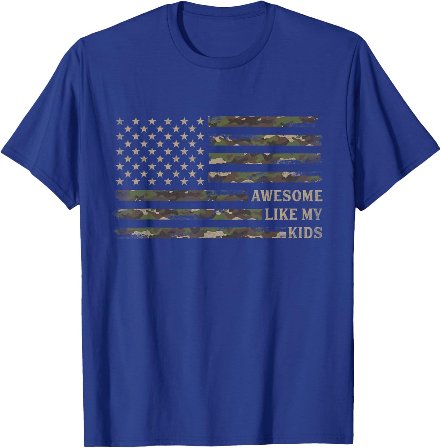 Awesome Like My Kids Camo USA Flag Fathers Day Patriot Dad T-Shirt - T-Shirt | Royal