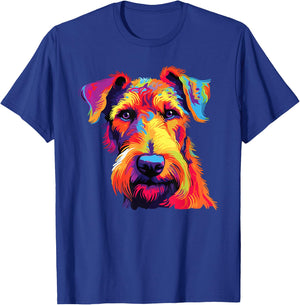 Watercolor Colorful Airedale Terrier Dog T-Shirt - T-Shirt | Royal