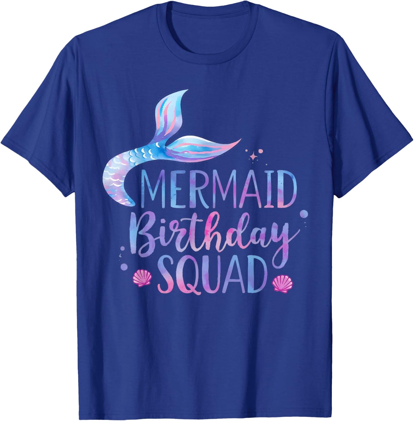 Mermaid Birthday Squad Party Girls Cute Ocean Watercolour T-Shirt - T-Shirt | Royal