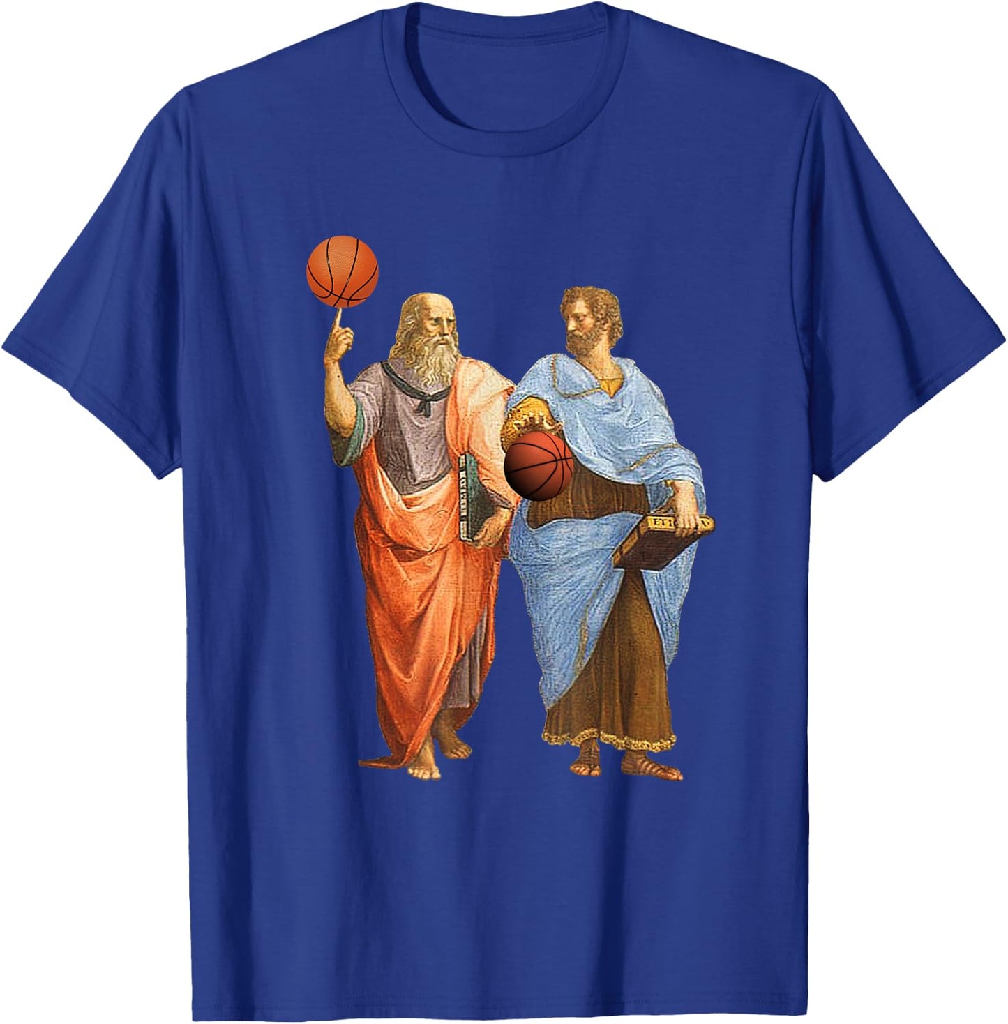 Aristotle and Plato with Basketballs - Philosophy Match T-Shirt - T-Shirt | Royal