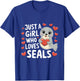 Just A Girl Who Loves Seals Funny Seals Lover Women Kids T-Shirt - T-Shirt | Royal