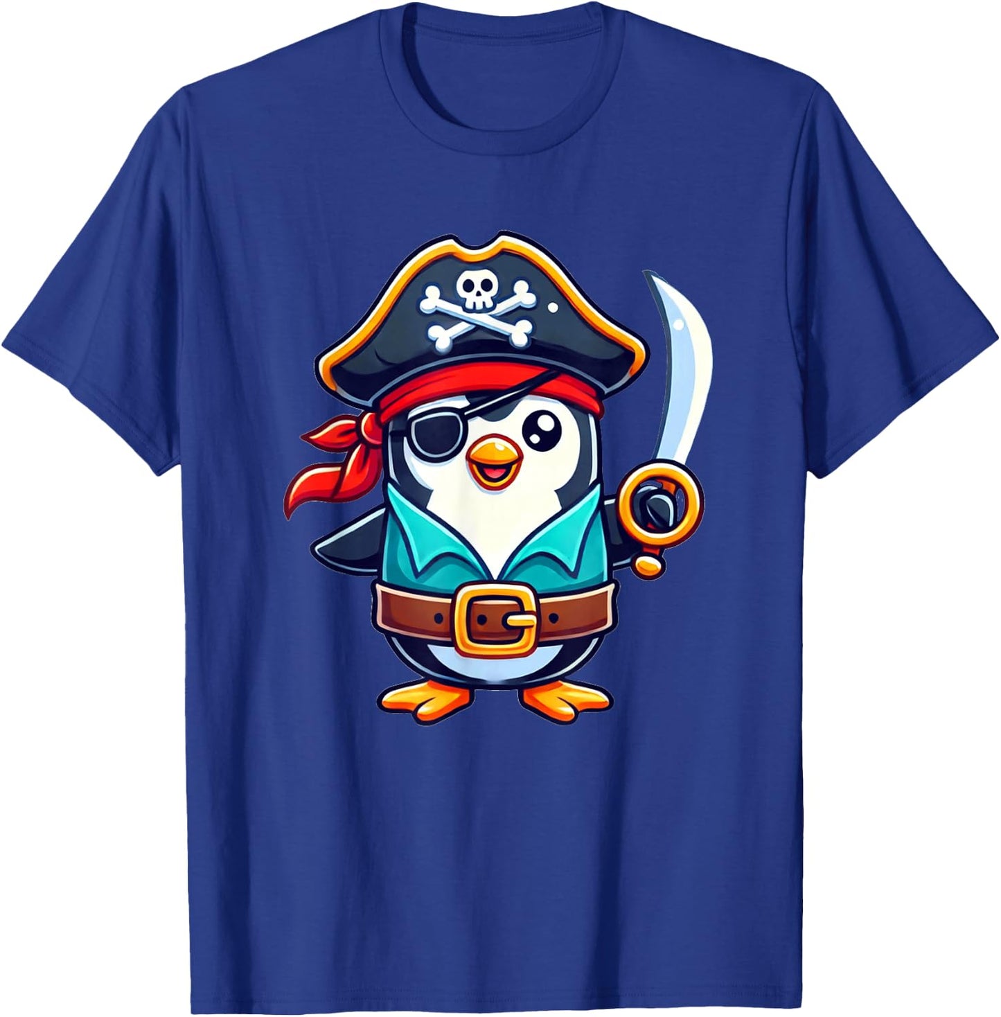 Penguin Halloween Pirate Kids Women Men Penguin T-Shirt - T-Shirt | Royal
