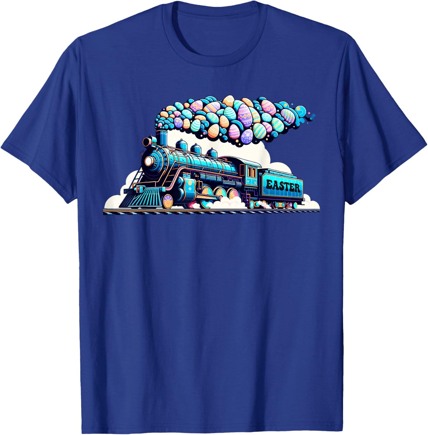 Railroad Bunny Train Easter Egg Kids Toddler Boys Easter T-Shirt - T-Shirt | Royal