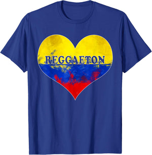 Reggaeton Shirt with Heart Colombian Flag I Love Reggaeton T-Shirt - T-Shirt | Royal