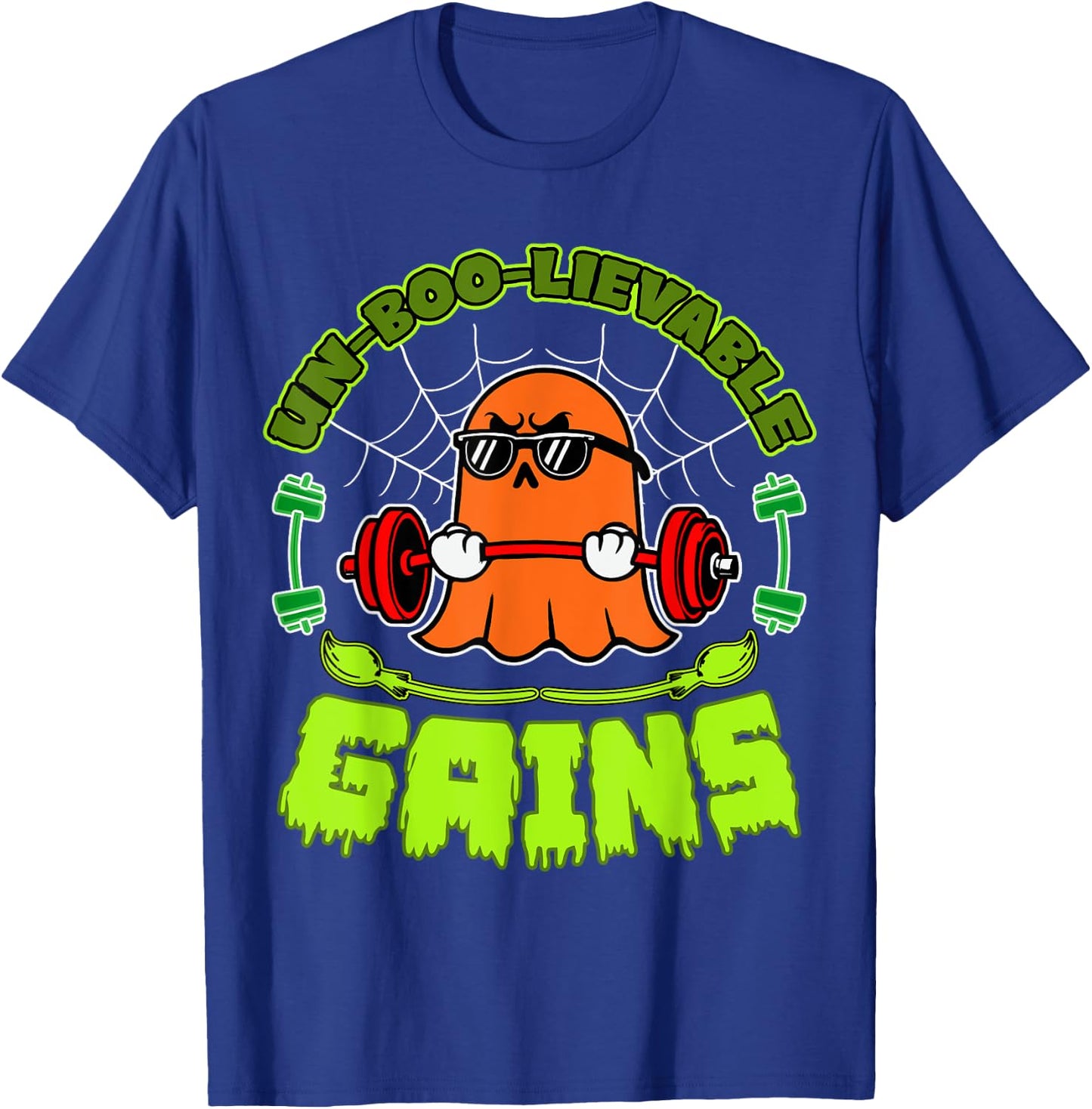 Halloween Workout Ghost Training With Barbell T-Shirt - T-Shirt | Royal