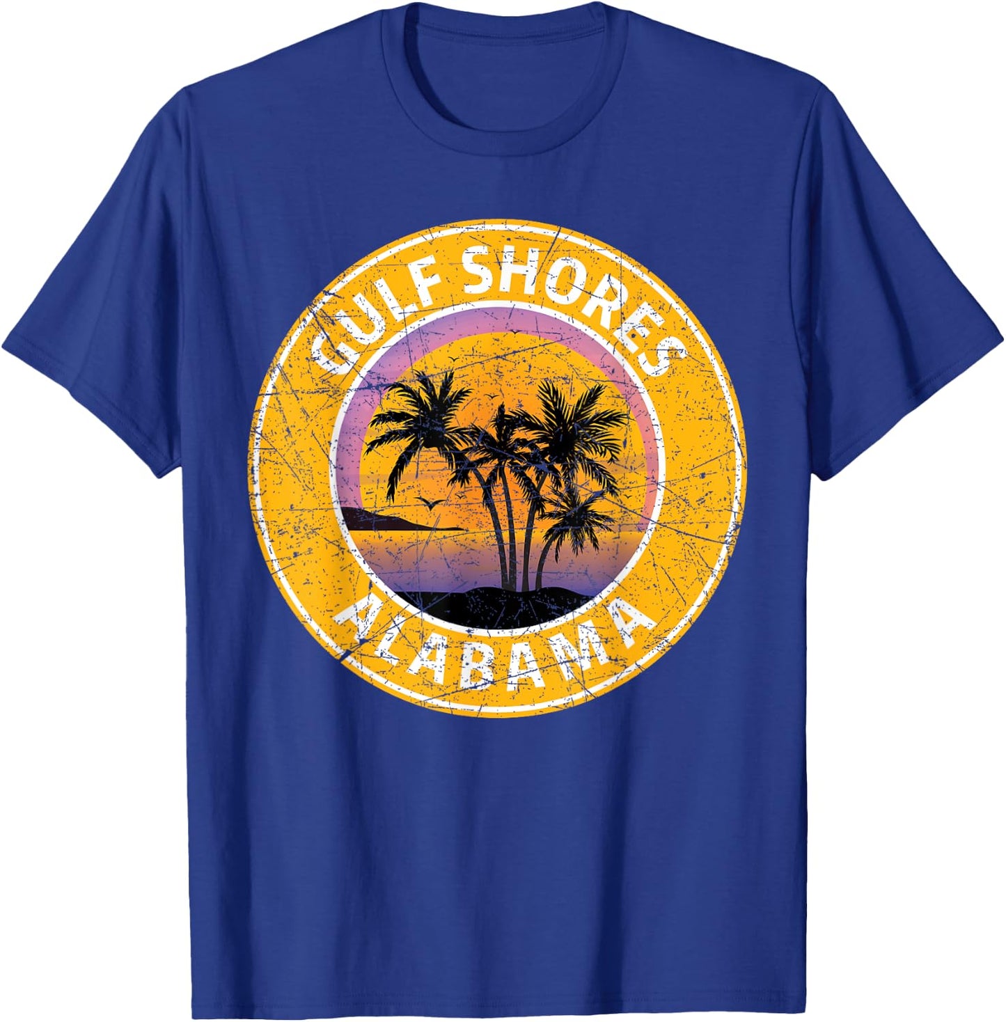 Gulf Shores Alabama Al Vintage Retro 80s Summer Travel T-Shirt - T-Shirt | Royal