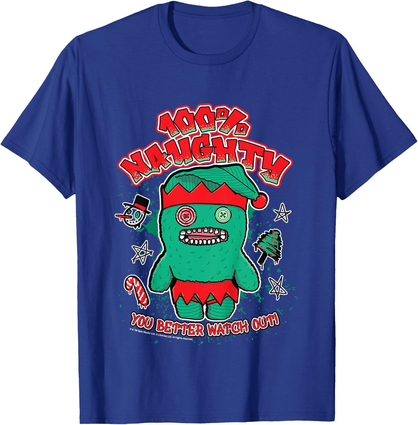 Kids Fuggler Christmas Elf 100 Naughty You Better Watch Out Kids T-Shirt - T-Shirt | Royal