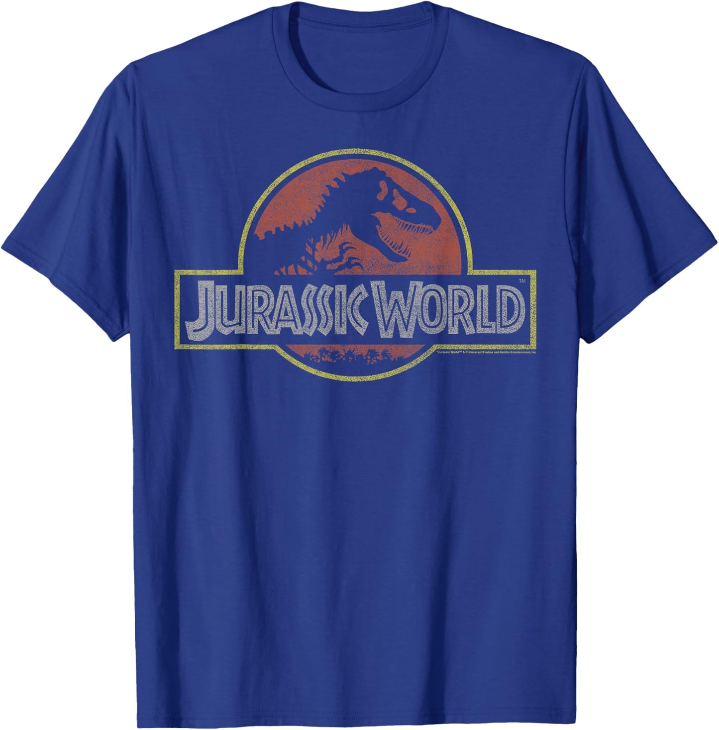 Jurassic World Classic Retro T-Rex Logo T-Shirt - T-Shirt | Royal