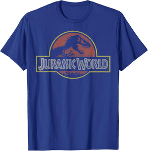 Jurassic World Classic Retro T-Rex Logo T-Shirt - T-Shirt | Royal