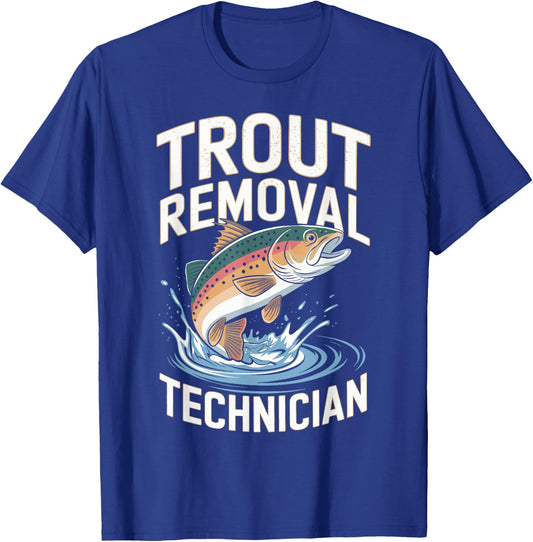 Funny Fisherman Trout Fly Fishing Father's Day JM -Adults Black Small Modern Classic Short Sleeve T-Shirt - T-Shirt | Royal