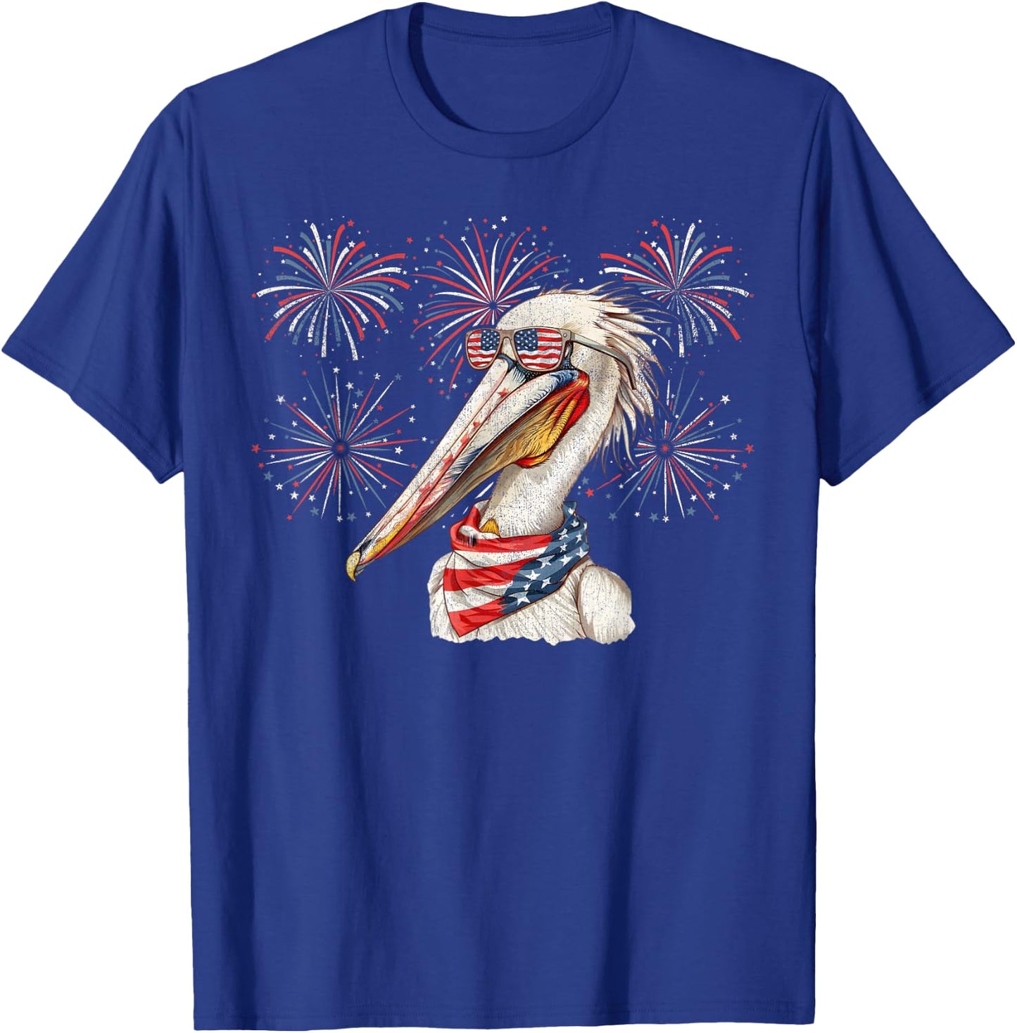 Pelican 4th Of July Sunglasses American Flag Fireworks T-Shirt - T-Shirt | Royal