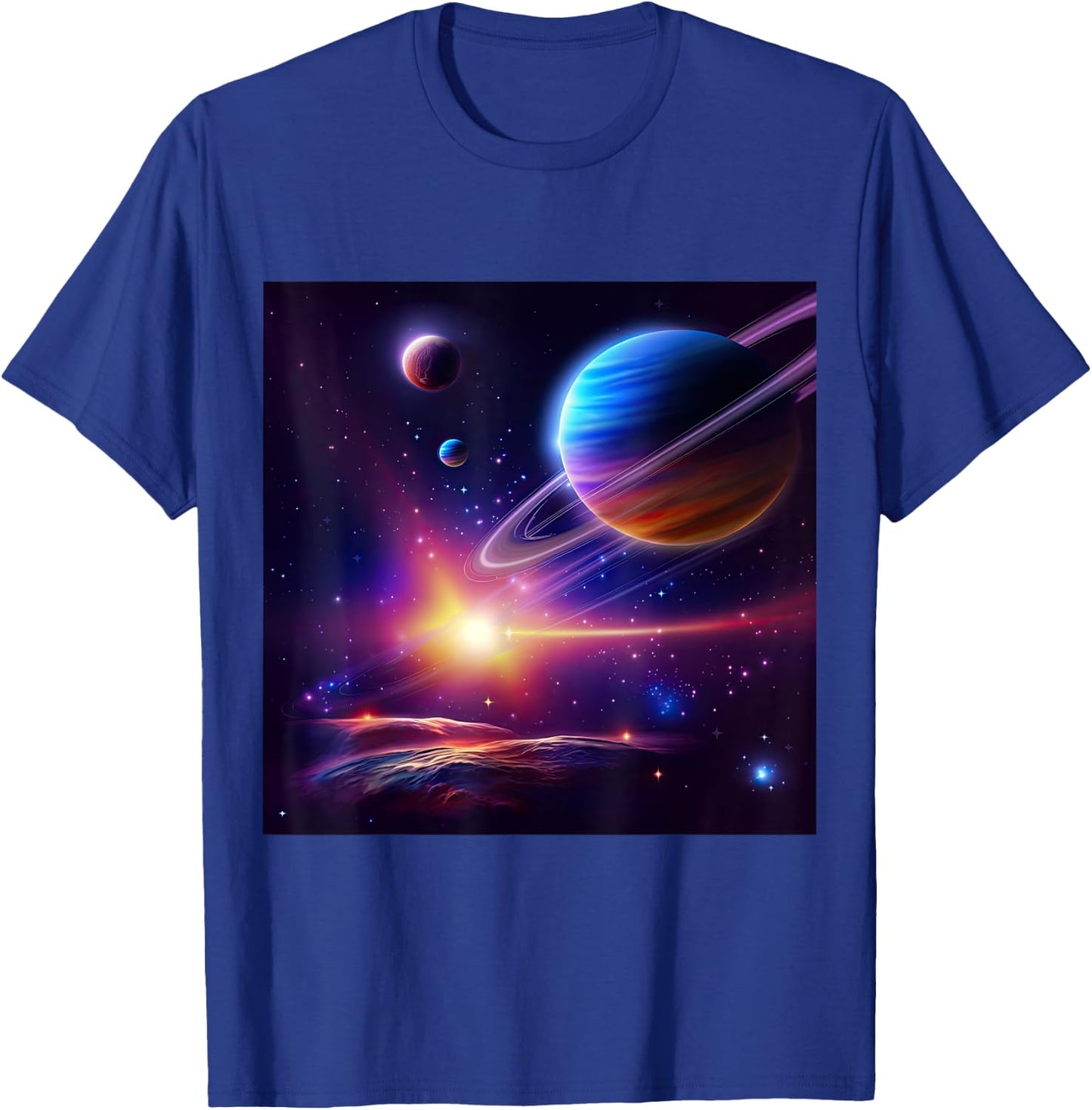 Saturn Planet Galaxy Nebula Space T-Shirt - T-Shirt | Royal
