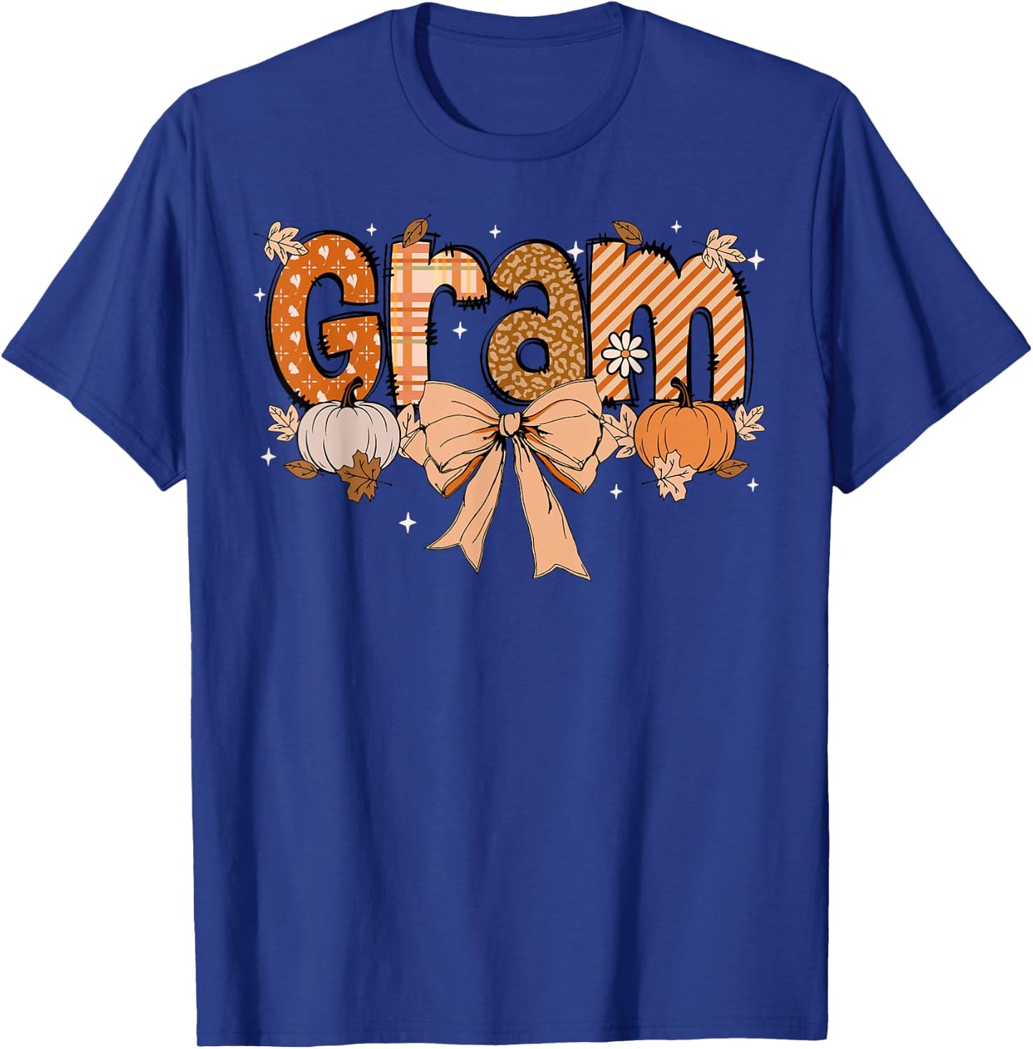 Gram Pumpkin Fall Coquette Bow Thanksgiving Mom Women T-Shirt - T-Shirt | Royal