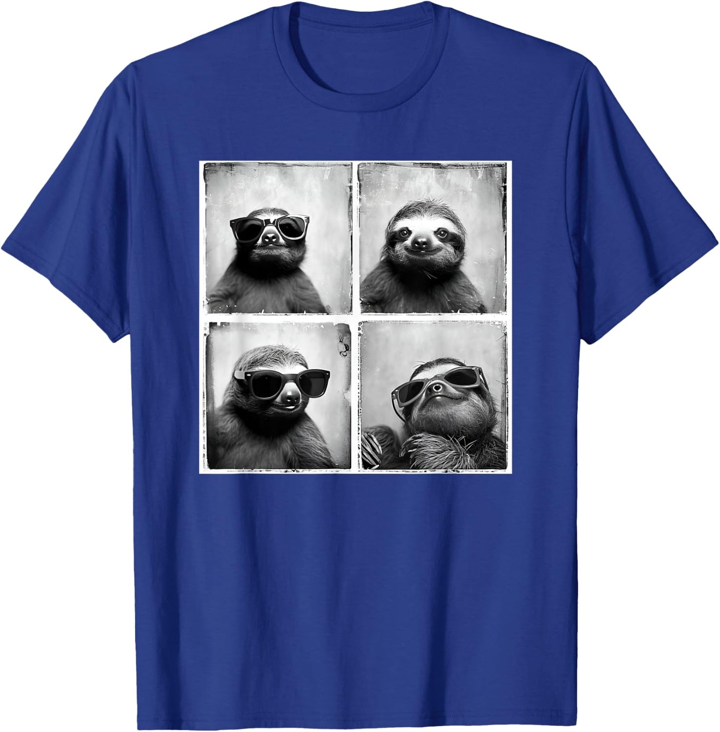 Sloth With Sunglasses Animal Photobooth Retro Sloth Lover T-Shirt - T-Shirt | Royal